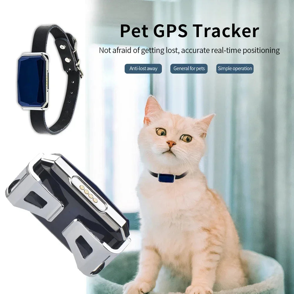 Smart GPS Pet Tracker Collar Real-Time Tracking 5m Accuracy IP67 Waterproof 10-Day Battery Geofence Alerts Dogs Cats Positioning