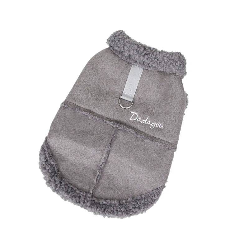 British Style Dog Jacket Lamb Fleece Winter Warm Dog Clothes for Small Dogs Puppy Costume Chihuahua Coat Pet Pug Yorkie Outfits
