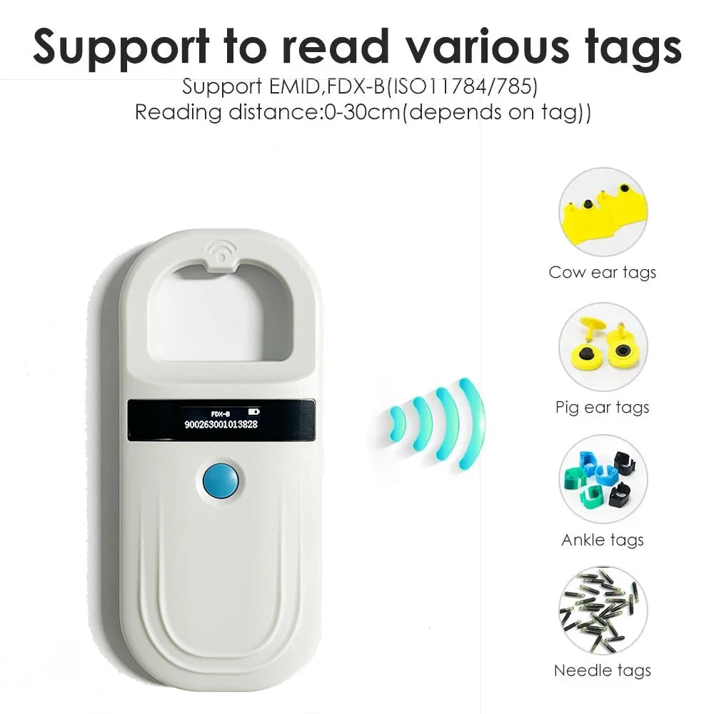 Pet ID Chip Digital Scanner USB RFID Dog Cat Animal Handheld 134.2KHz Identification Tag Card Reader Chip