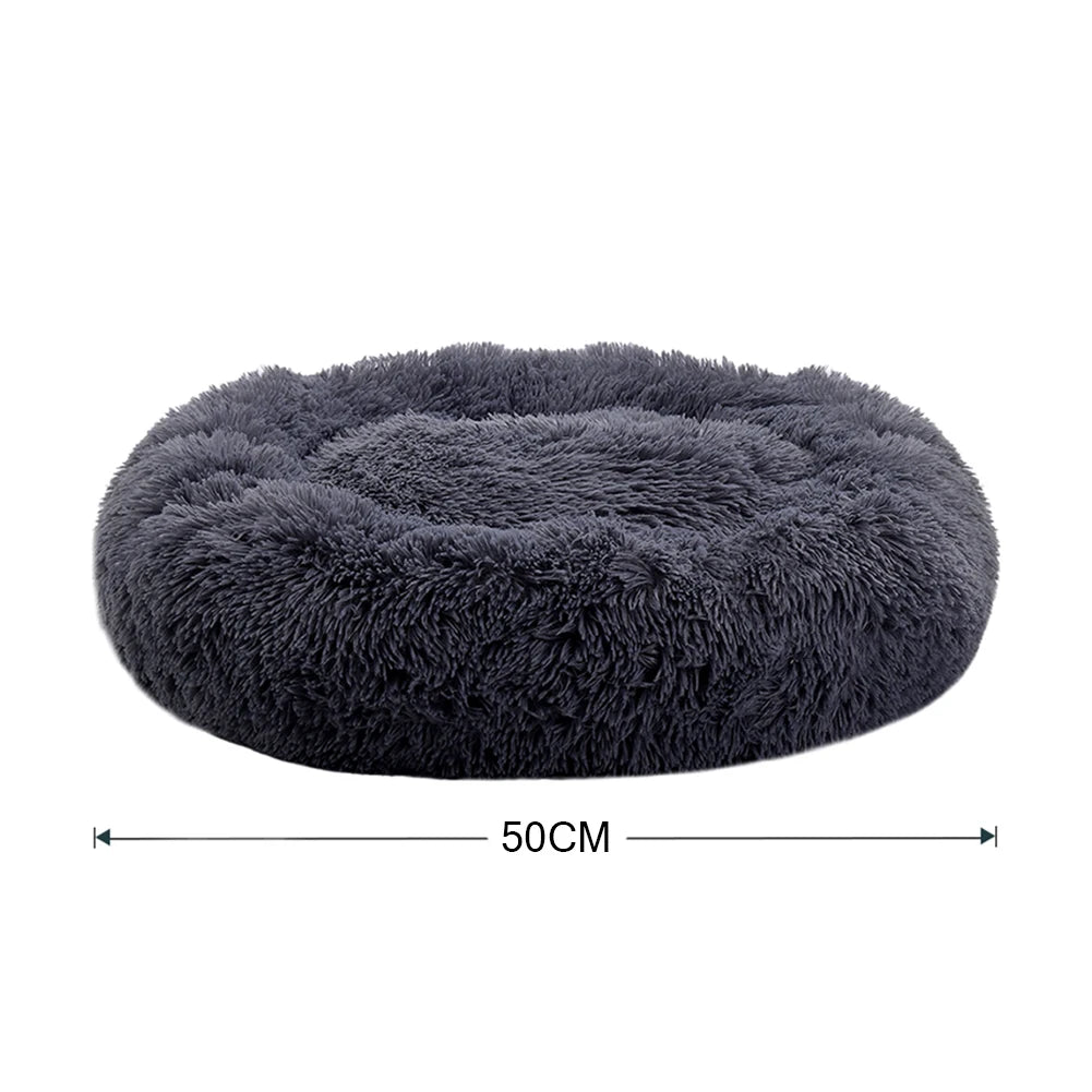 70CM Donut-Shaped Plush Pet Cuddler Bed Machine Washable Anti-Slip for Dog&Cat House Winter Warm Sleeping