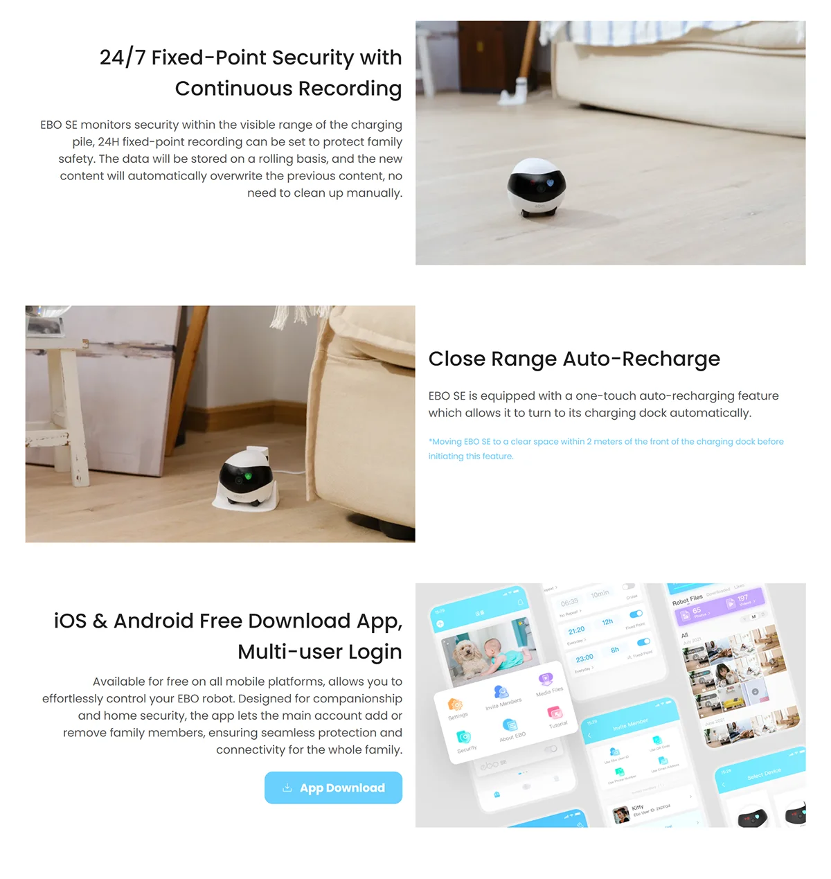 Enabot EBO SE Camera Robot for Dog Cat Baby 1080P Home Security Pet Camera Startlight Night Vision Wireless Remote Control