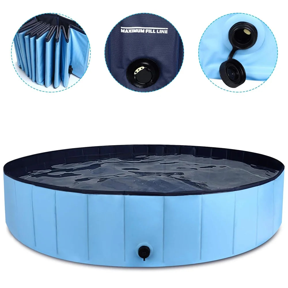 160*30cm/120*30cm/ 80*20cm Pet Pool Swimming Pool Foldable Dog Bath Portable Pet Pool With Drain valve Outdoor Dog Bathing Tub
