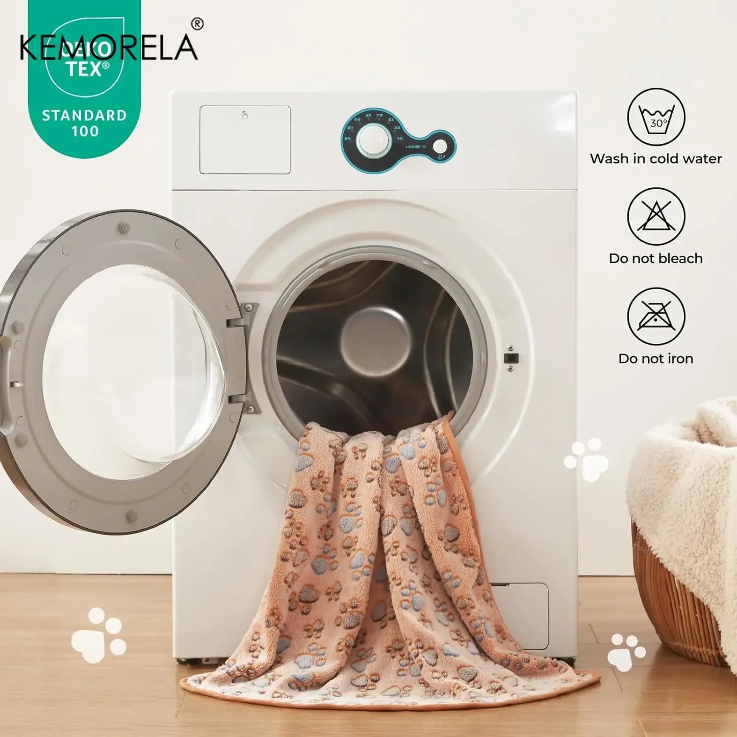 KEMORELA 3PCS Blankets Super Soft Fluffy Premium Fleece Pet Blanket Flannel Throw for Dog Puppy Cat Paw Brown Pink White