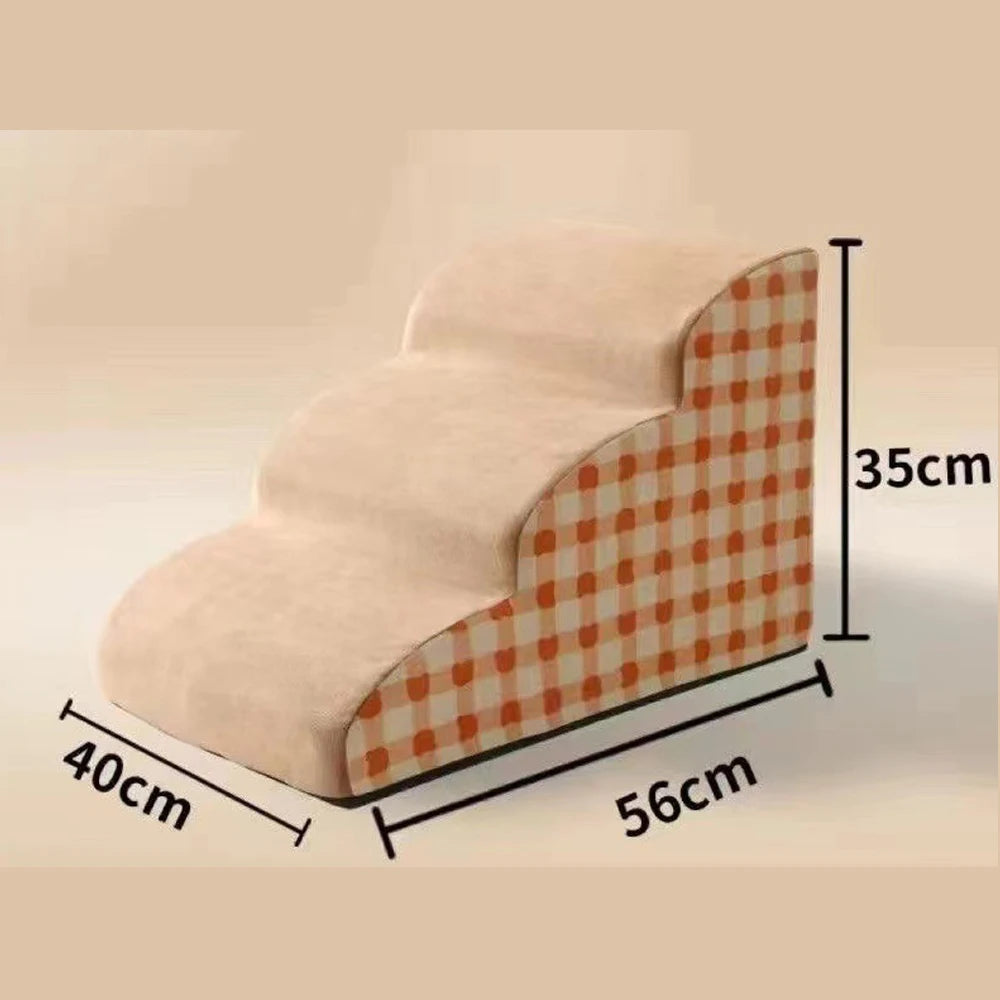 Pet Stairs 2-4 Step Dog Ramp Anti Slip Detachable Memory Foam Sofa Couch Steps for Large Dogs Washable Non Collapse