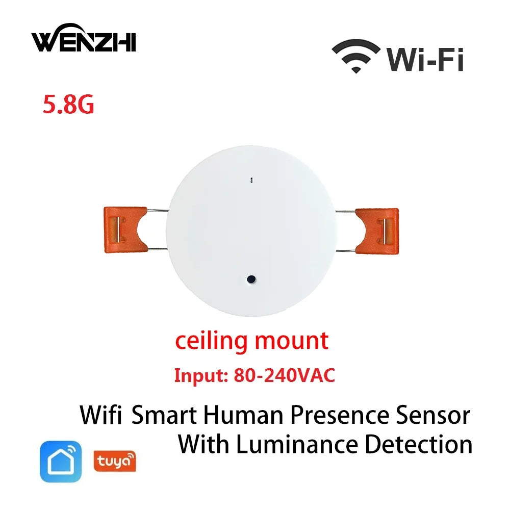 Wifi/ZigBee 5.8/24G MmWave Radar Human Presence Motion Sensor With Luminance/Distance Detection Tuya Smart Life Home Automation
