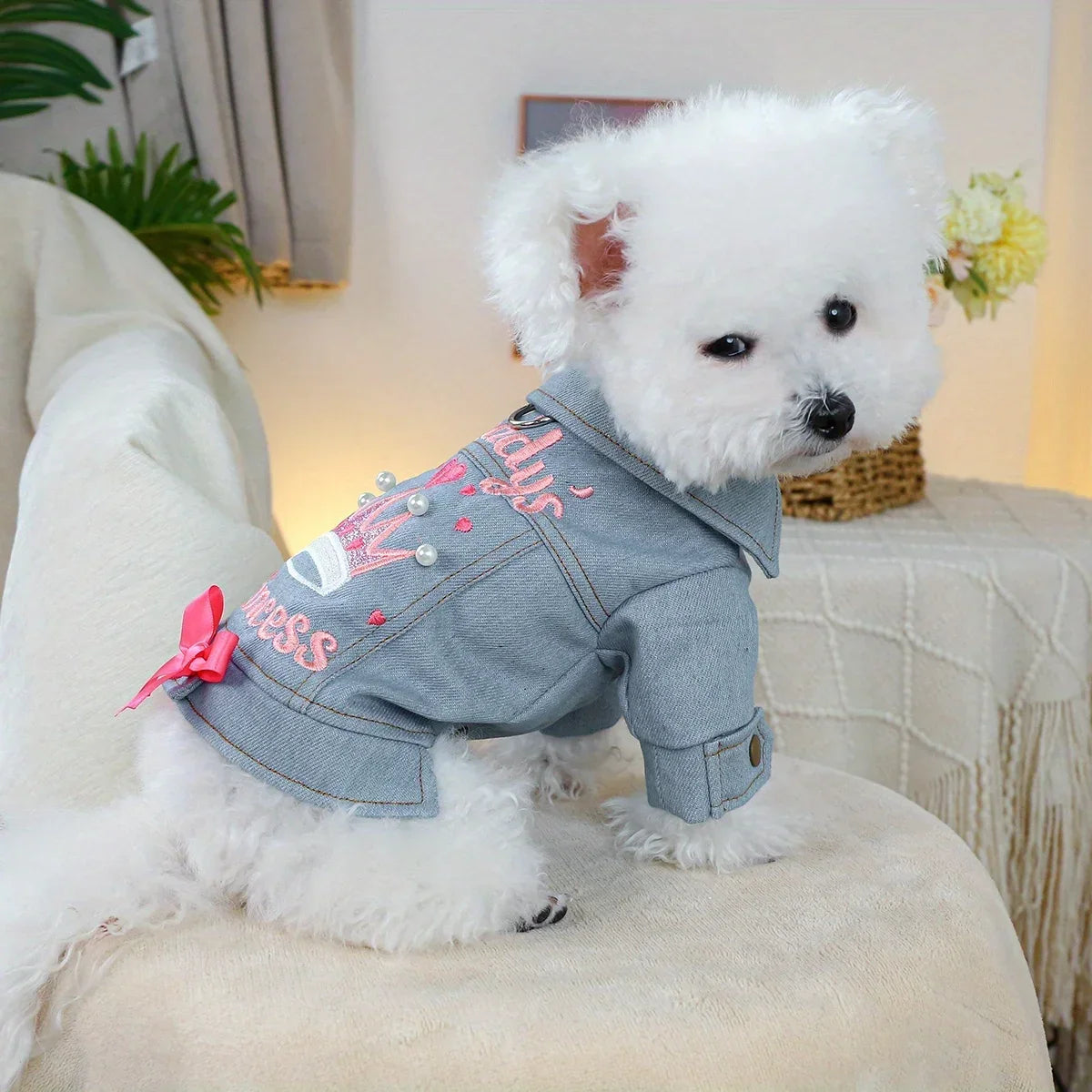 Little Princess Jacket Pet Clothes Dog Cat Anti-hair Loss Summer Blue Handsome Towable Vest