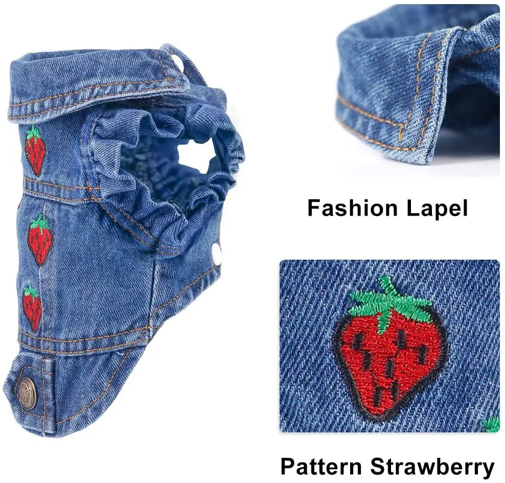 Stylish Embroidery Design Pet Denim Coat Dog Clothes, Puppy Clothing, Spring Cowboy Jacket, Jeans for Small and Medium Dogs