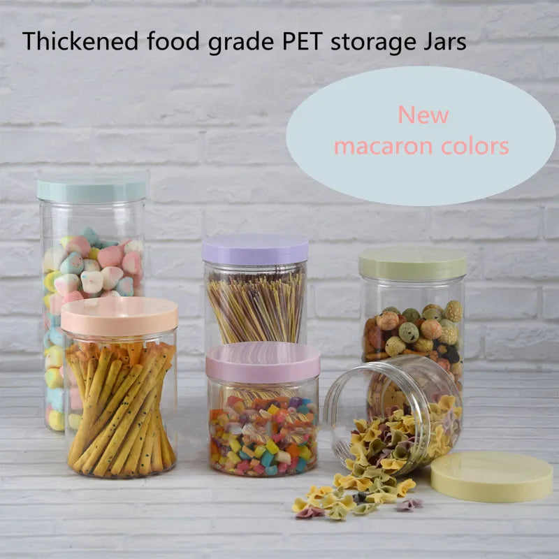 Wholesale 50pcs Empty PET Jars Clear Cosmetic Container Sael Food Jar With Macaron Color Lid Face Cream Sample Pot Container