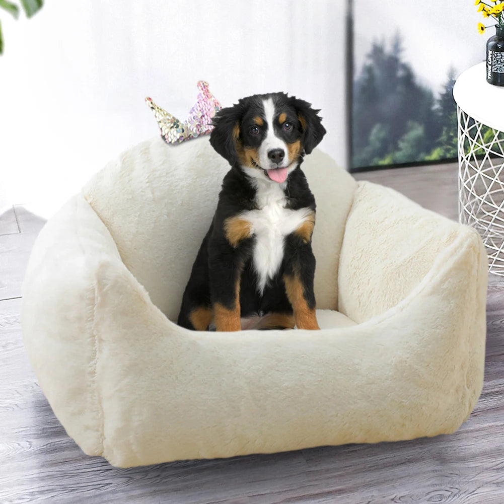 Tieker Upholstered Pet Bed Crown Shaped Comfort Deluxe Cat Kennel Pet Sleeping Pad Dog Bed