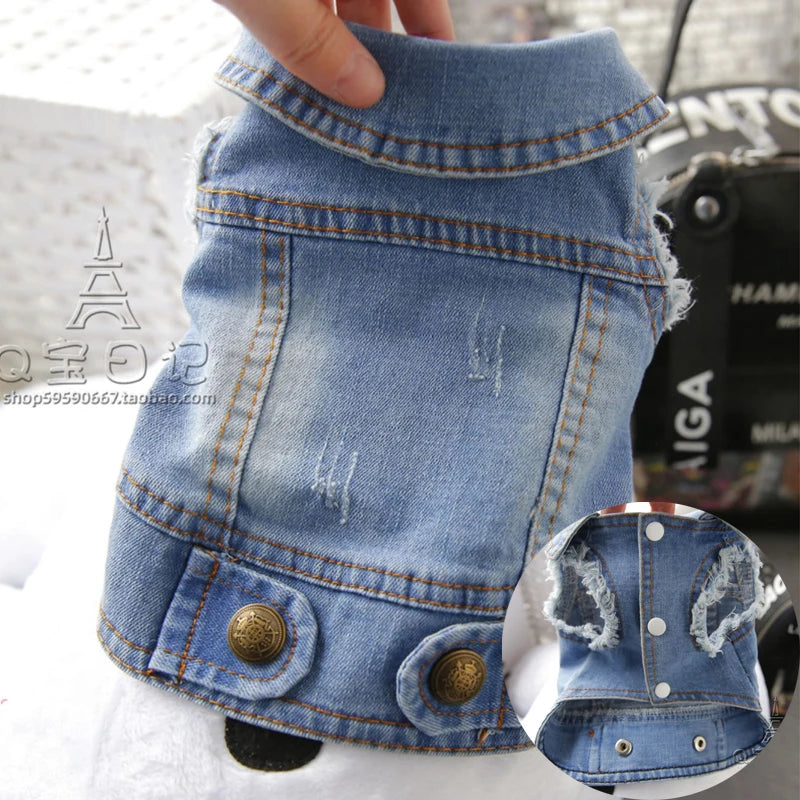 Pet Clothes Denim Dog Costume Summer Cowboy Vest Daisy Shirt Jeans Jacket Puppy Clothing for Chihuahua Yorkies