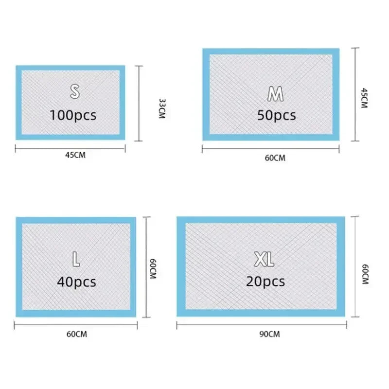 100PCS Thickened Absorbent Dog Puppy Training Pads Pet Disposable Diapers Cat Dog Pee Pads Leak-Proof Pet Urine Mat Quick Dry