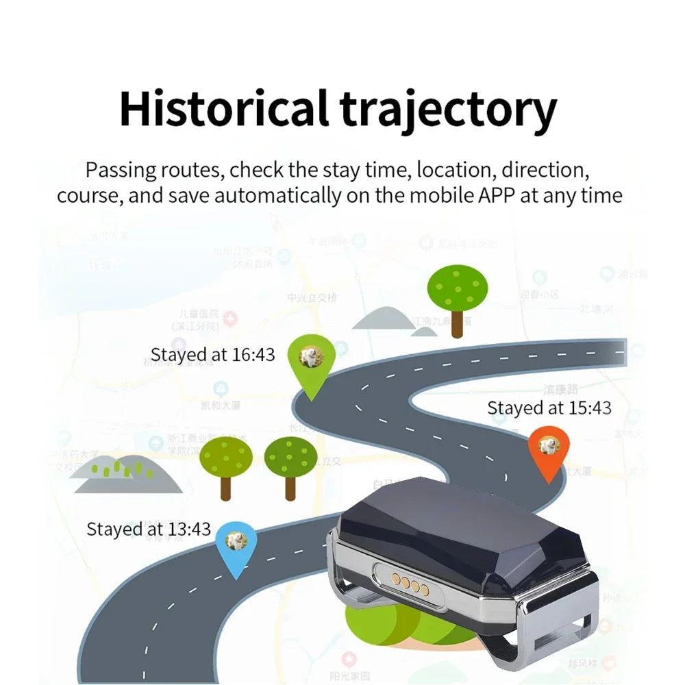 Smart GPS Pet Tracker Collar Real-Time Tracking 5m Accuracy IP67 Waterproof 10-Day Battery Geofence Alerts Dogs Cats Positioning
