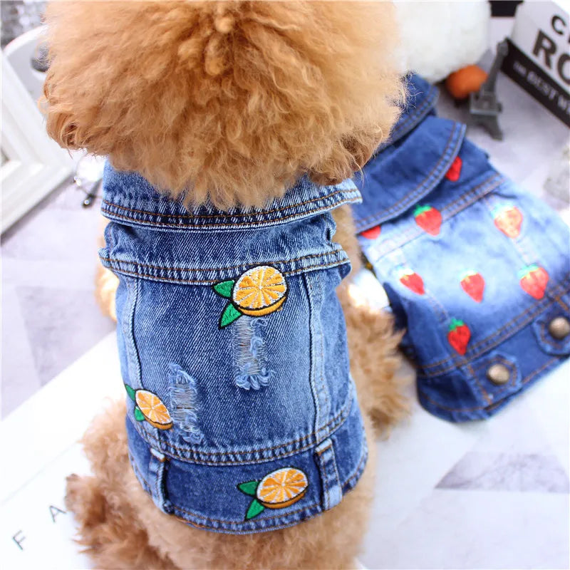 Pet Clothes Denim Dog Costume Summer Cowboy Vest Daisy Shirt Jeans Jacket Puppy Clothing for Chihuahua Yorkies