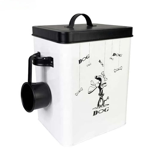 2023 New Fashion White  Farmhouse Dog Food Container with black Lid Food Storage Container with Serving Scoop