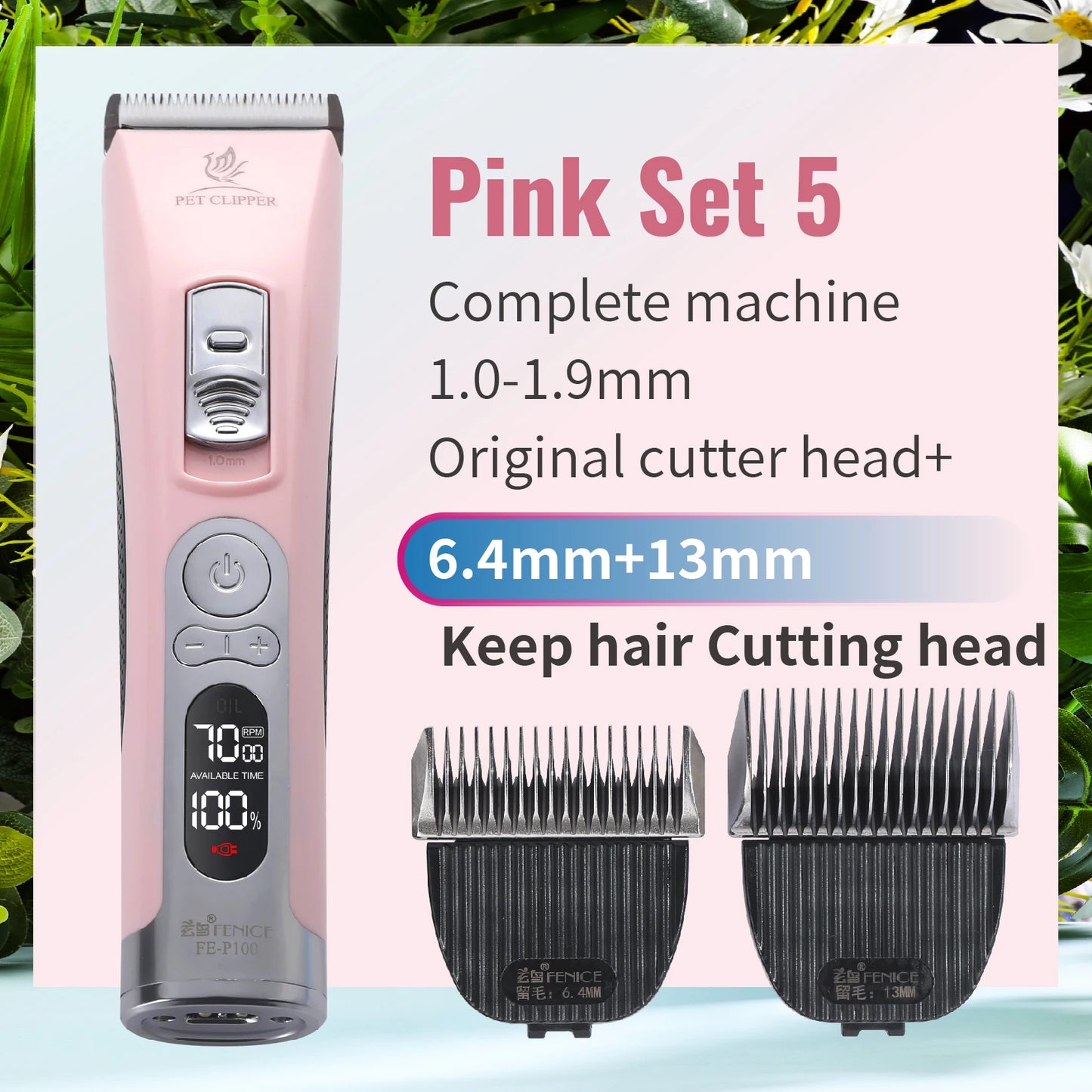 Fenice Electrical Pet Clipper Machine Dog Hair Clippers Grooming Animals Haircut Trimmer Shaver Set Pets Cordless Rechargeable