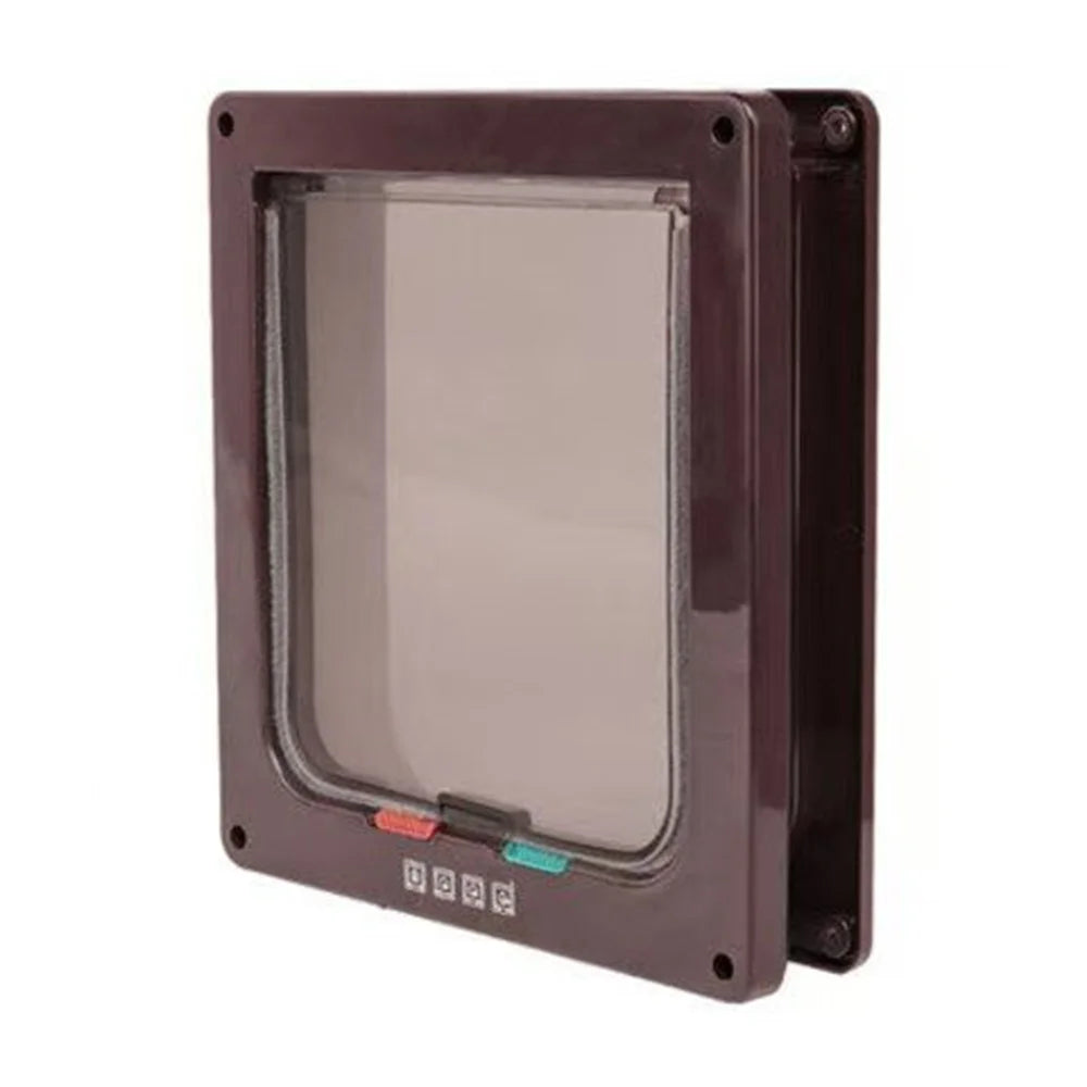 Magnetic 4-Way Lock Cat Flap Door for Interior & Exterior Doors Windows ABS Plastic Pet Gate Safety Entry/Exit for Cats & Dogs