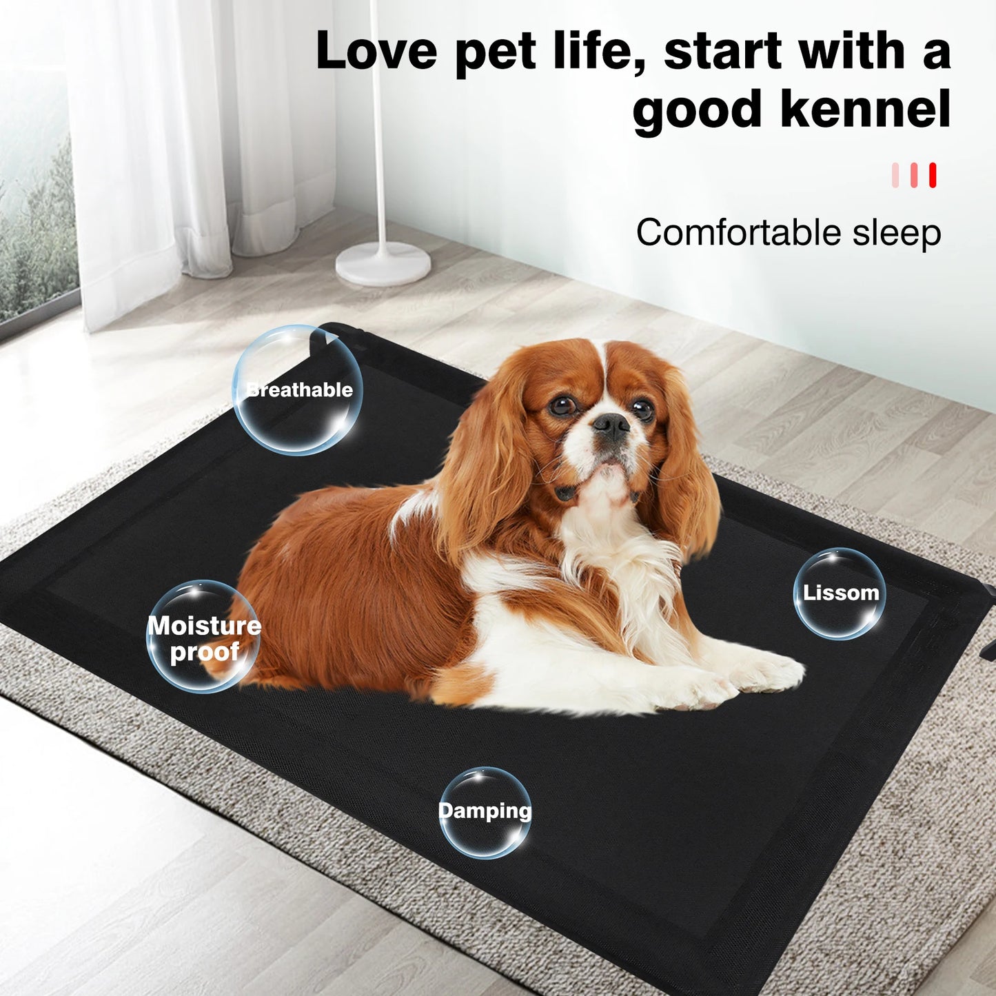 BRIEFNESS Waterproof Elevated Dog Bed with Non-Slip Feet, Breathable Mesh Washable Indoor/Outdoor Pet Sofa Bed for Camping Cats