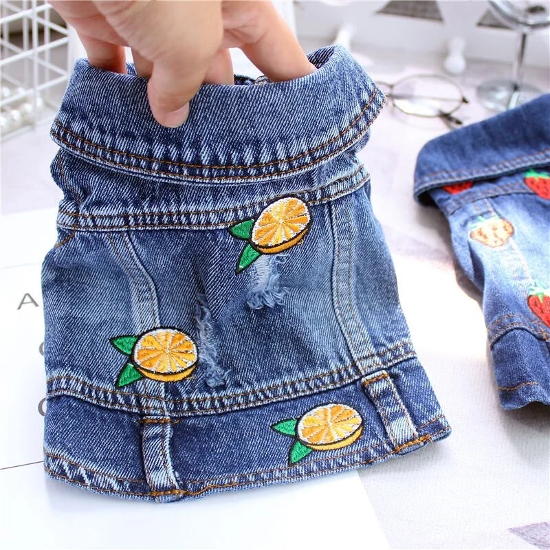 Pet Clothes Denim Dog Costume Summer Cowboy Vest Daisy Shirt Jeans Jacket Puppy Clothing for Chihuahua Yorkies