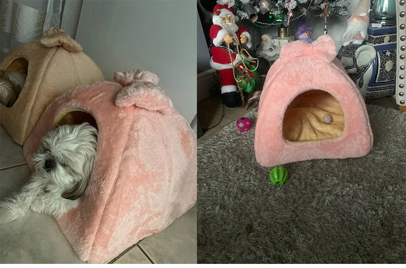 Winter Warm Pet Dog House Cat Bed Mat Removeable Kennel Nest Pet Basket Soft Comfortable Kitten Sleeping Pet Nest Cats Product