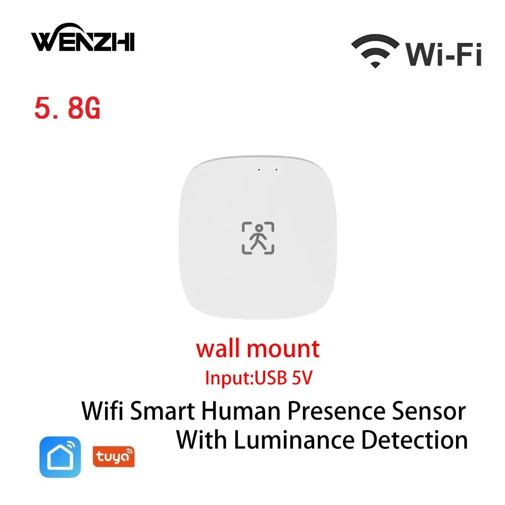 Wifi/ZigBee 5.8/24G MmWave Radar Human Presence Motion Sensor With Luminance/Distance Detection Tuya Smart Life Home Automation