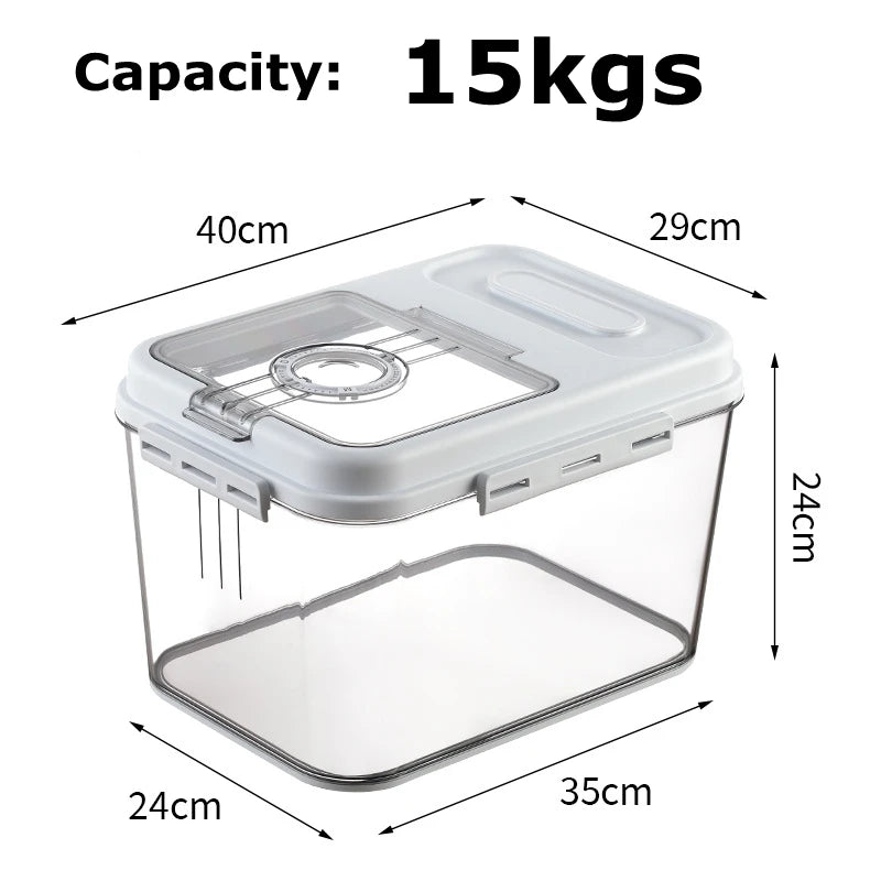 7.5kgs Plastic Rice Storage bucket Grain Dispenser Container Kitchen Organizer Pet Cat Dog Food Storage Bin Barrel Box With Lid