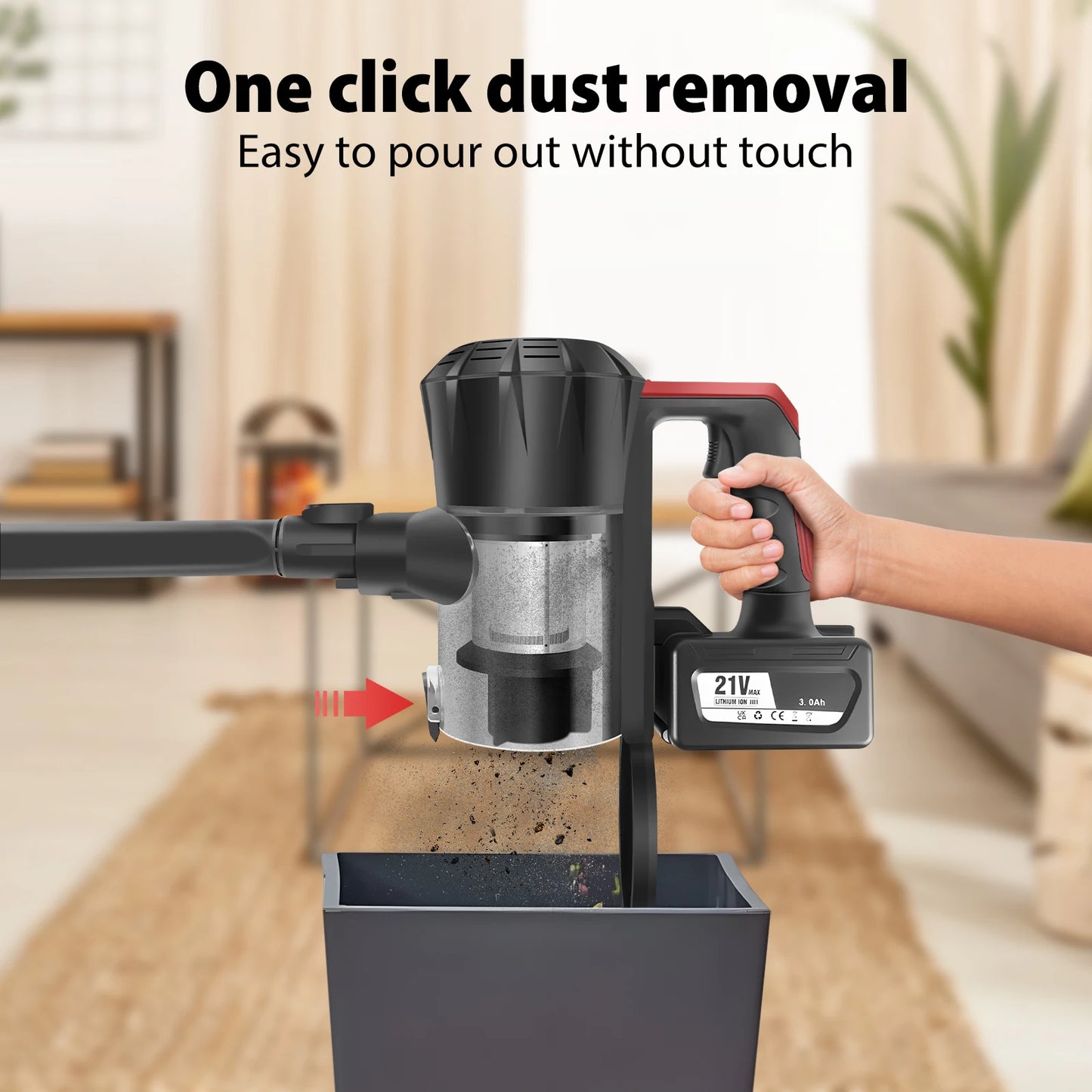Cordless Vacuum Cleaner Poweful Vaccum Cleaner with 3000mAh Rechargeable Battery, 15KPA Powerful Pet Vacuum Cleaner