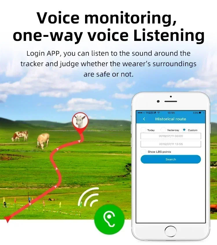 Solar Powered 4G Smart Cattle Tracker, GPS Locator Find Animals WIFI Cow Sheep Horse Camel Pets Tracking Device for Cow Tracking