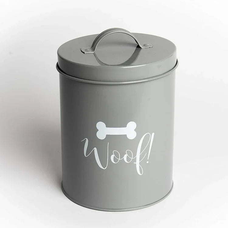 Galvanized Iron Dog Food Container Pet Food Storage Tin Dog Treat Jar with Lid for Pet