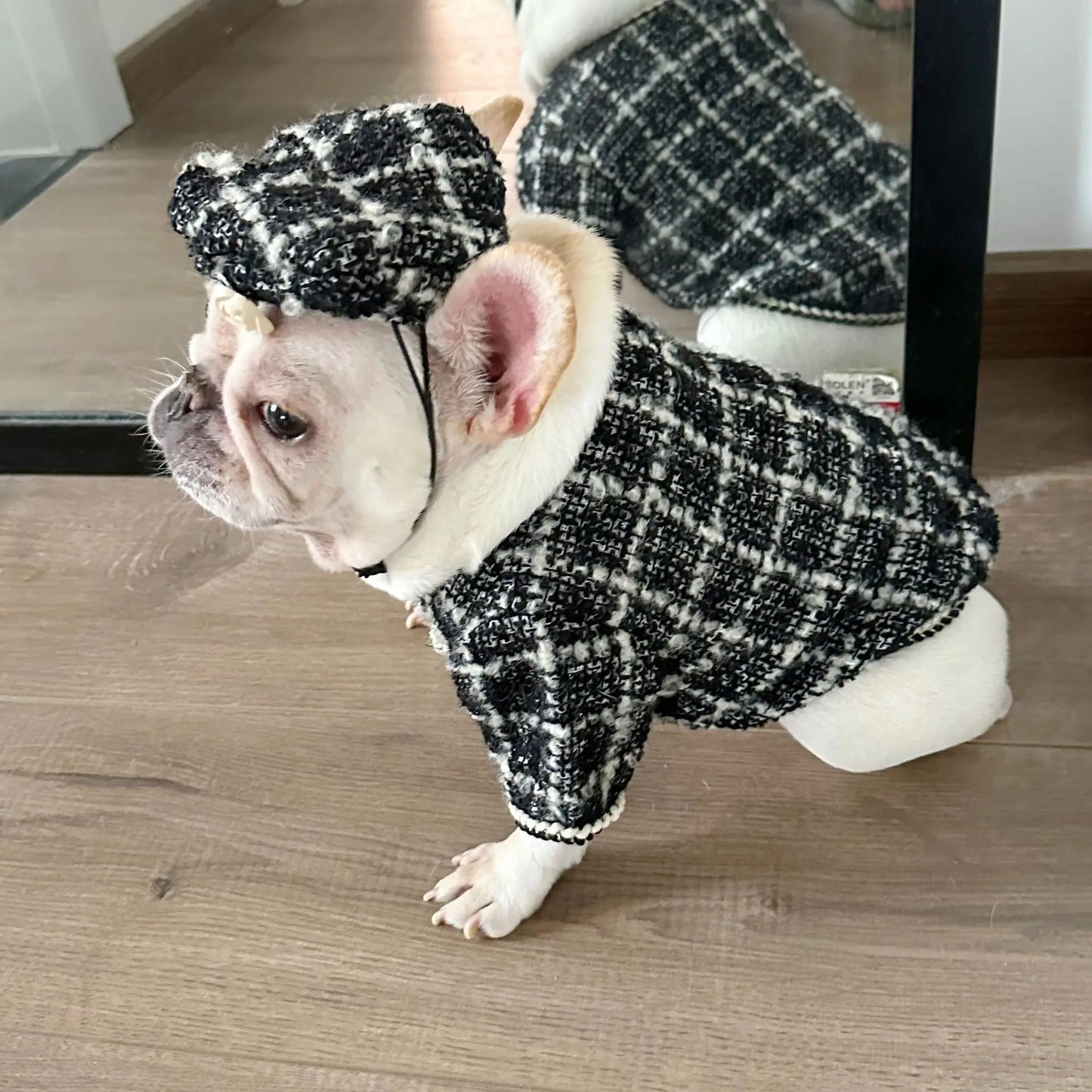 New Winter Classic Plaid Dog Clothes Exquisite Jacket And Hat Set Dog Jacket French Bulldog Schnauzer For Samll Medium Dog