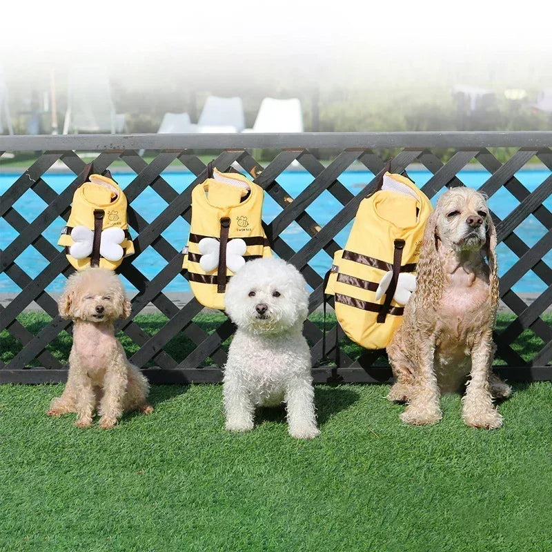 2025 Summer Dog Swimsuit & Life Jacket - Cute Bee Swim Vest, Waterproof Pet Safety Harness for Pool/Beach, Puppy Swimwear