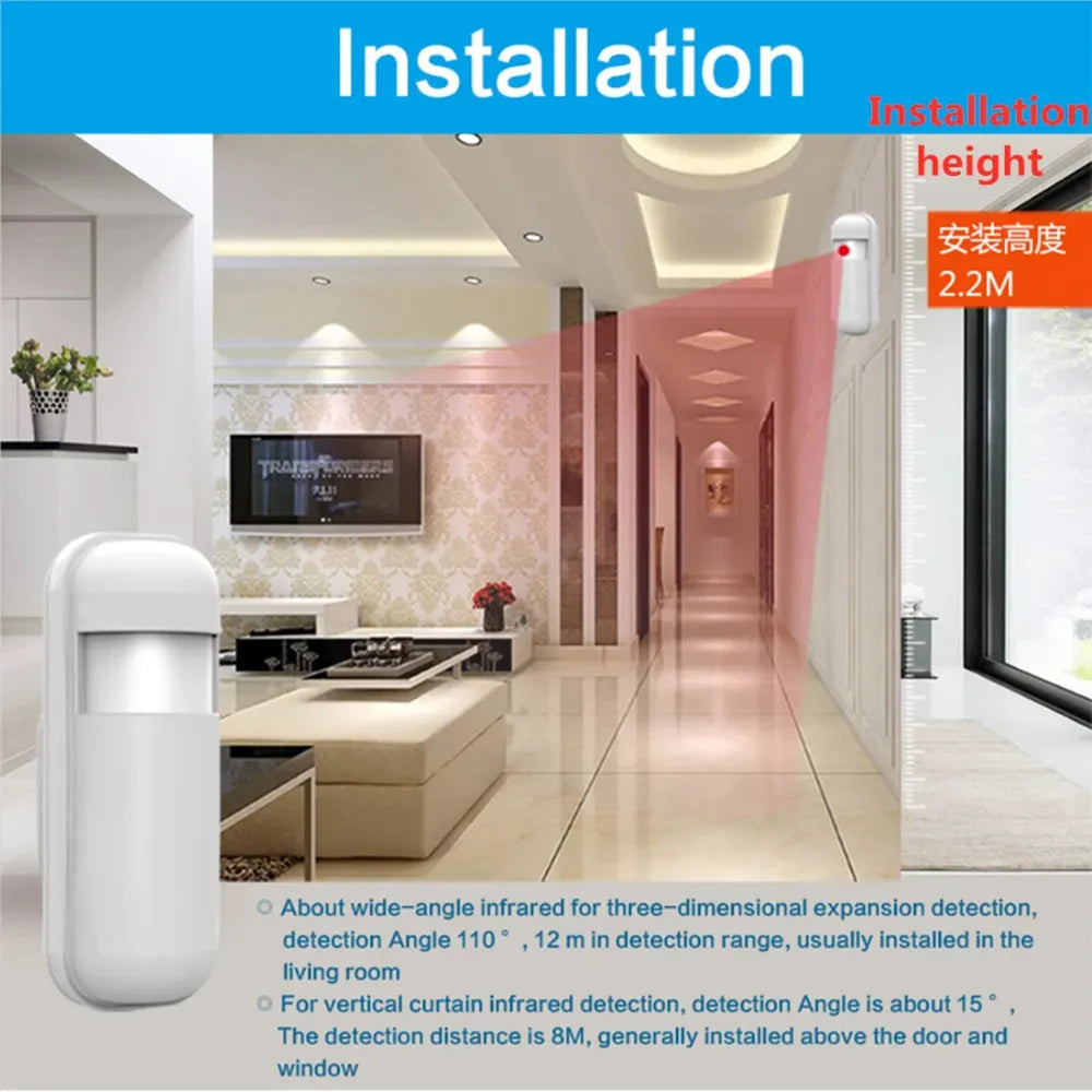 433MHz eV1527  Wireless PIR Infrared Motion Sensor for GSM WiFi Home Alarm System PIR Motion Sensor Detector