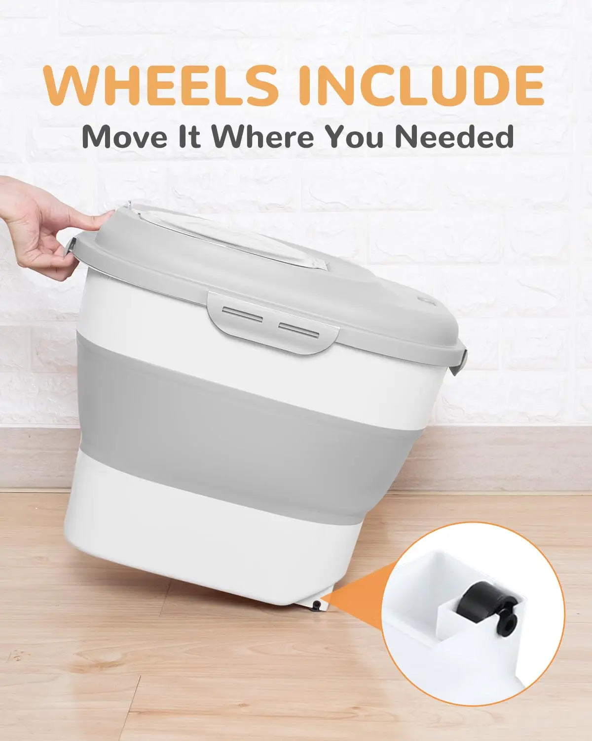 Hot Selling Dog Food Storage Container Collapsible Dog Food Container with Airtight Lids Wheels Large Pet Food Storage
