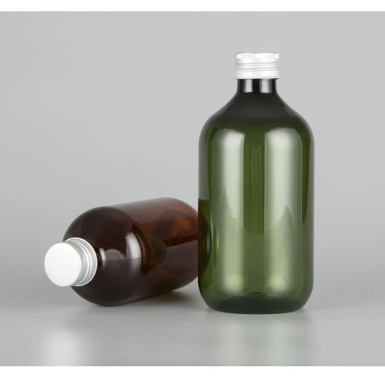10/20/50pcs 100ml 150ml 200ml Green Plastic Bottle With Aluminum Lid 300ml 400ml 500ml Boston Brown PET Bottle Container XD32101