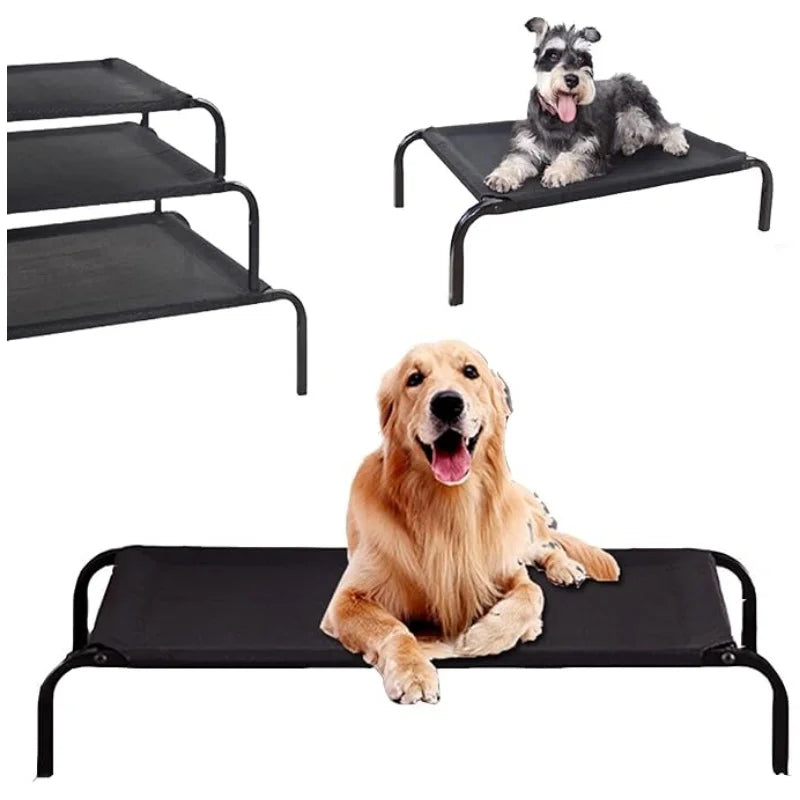 Elevated Dog Bed - 3 Sizes, Outdoor Pet Sofa Bed for Camping, Black Raised Cot for Dogs/Cats