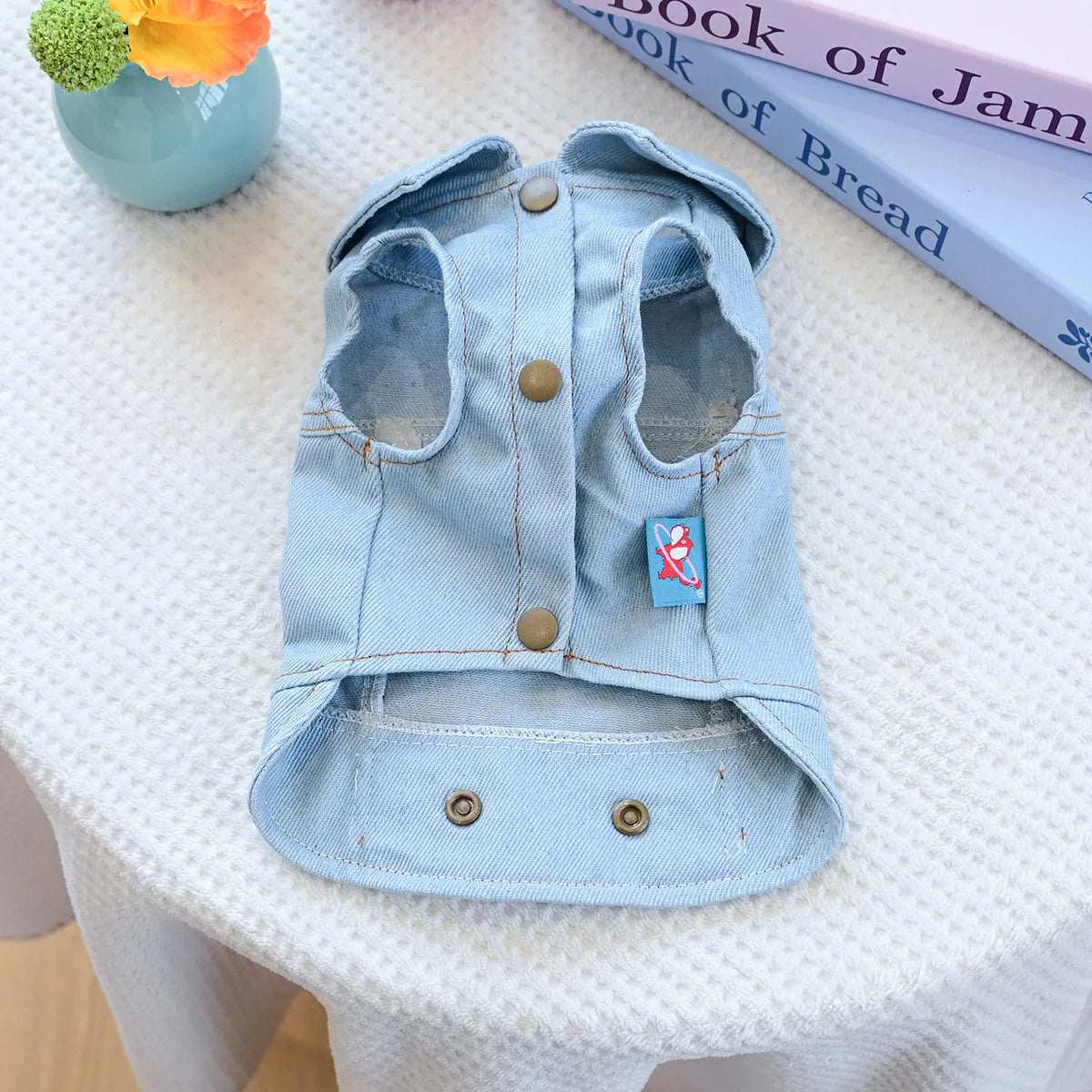 New Heart Wings Design Dog Denim Jacket with Pearl Pet Vest Cool Clothes Durable Jeans Coat for Small Medium Dogs