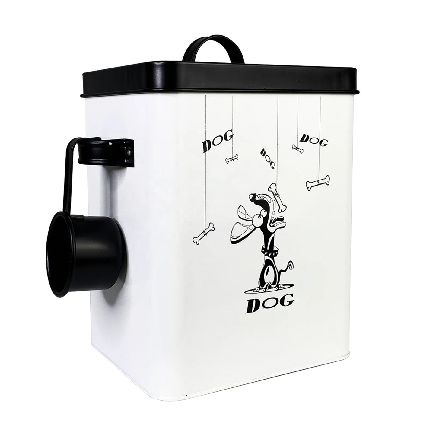 2023 New Fashion White  Farmhouse Dog Food Container with black Lid Food Storage Container with Serving Scoop