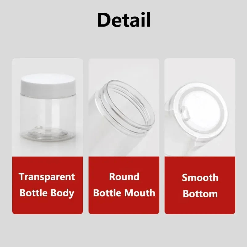 30Pcs 80-200ml Plastic Clear Jars With Screw Lid PET Round Eye Cream Containers Refillable Makeup Bottles Travel Accessories