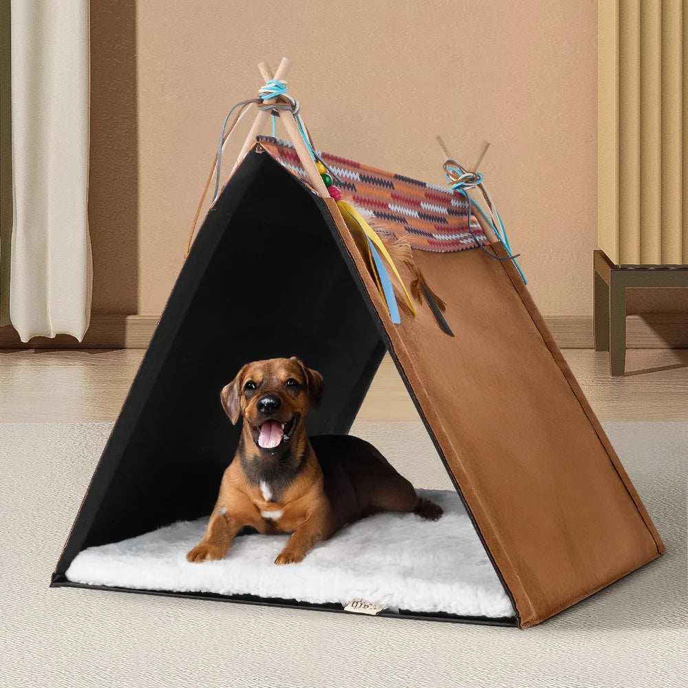 Tieker Pet Tent Cat Bed Dog House with Removable Mat Easy to Wash, Portable Dog Bed Pet Tent