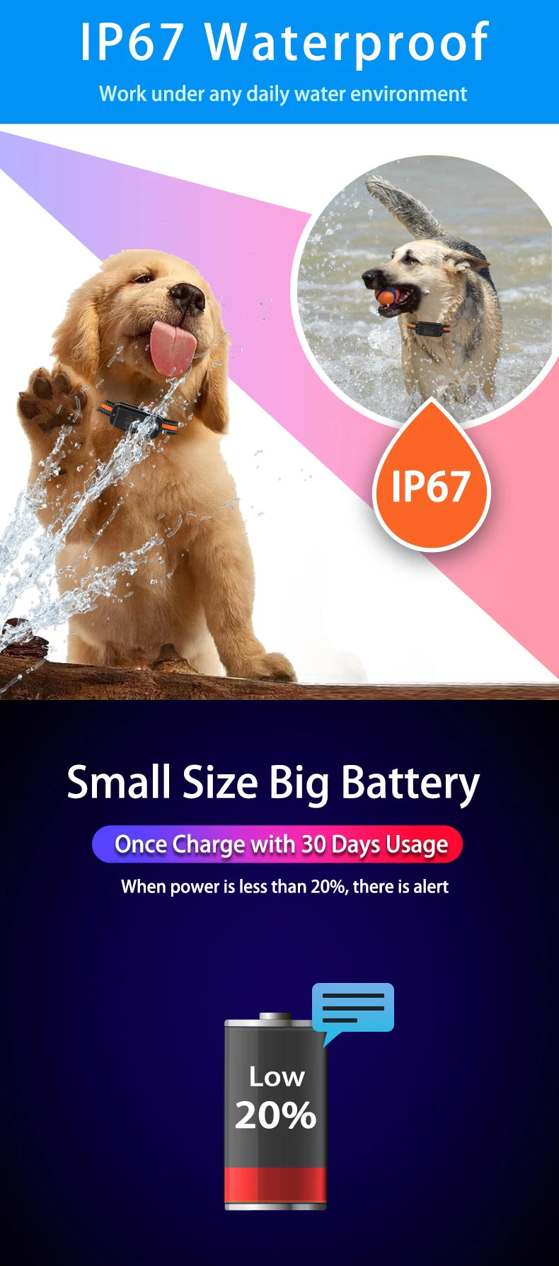 4G Smart Pet Locator Collar, Hunting Dog GPS Tracker Anti-Lost Live Location Free APP 60 Days Standby Waterproof Dog Find Device