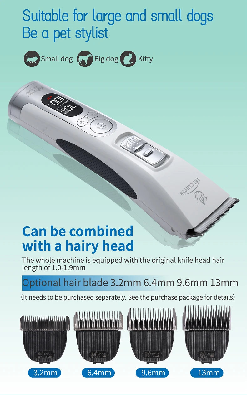 Fenice Electrical Pet Clipper Machine Dog Hair Clippers Grooming Animals Haircut Trimmer Shaver Set Pets Cordless Rechargeable
