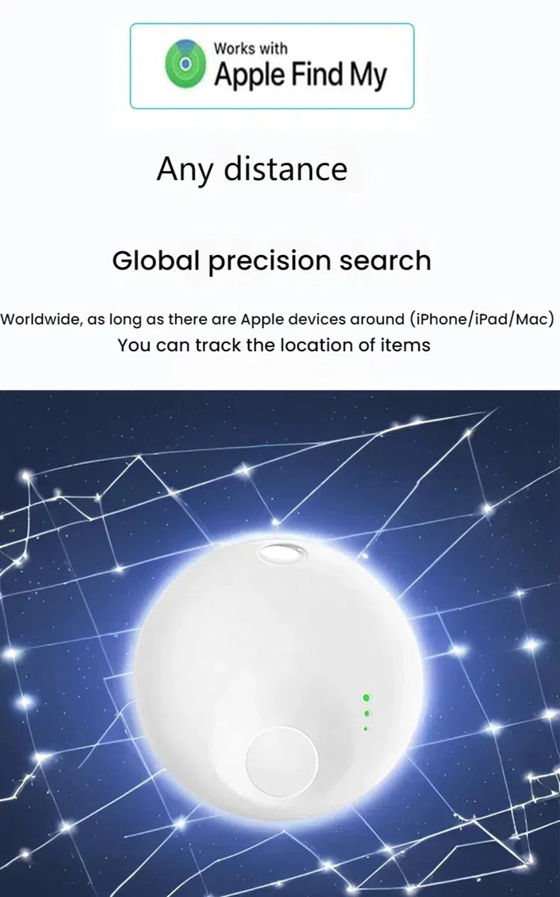 Smart Bluetooth GPS Tracker Tag Compatible with Apple Find My App for Pet Luggage Earbud Finder Wireless Tracking Device