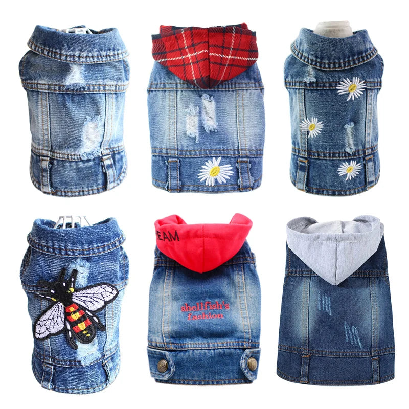 Pets Dogs Jeans Coat Jacket Towable Denim Vest Cat Puppy Spring/Autumn Clothes Apparel