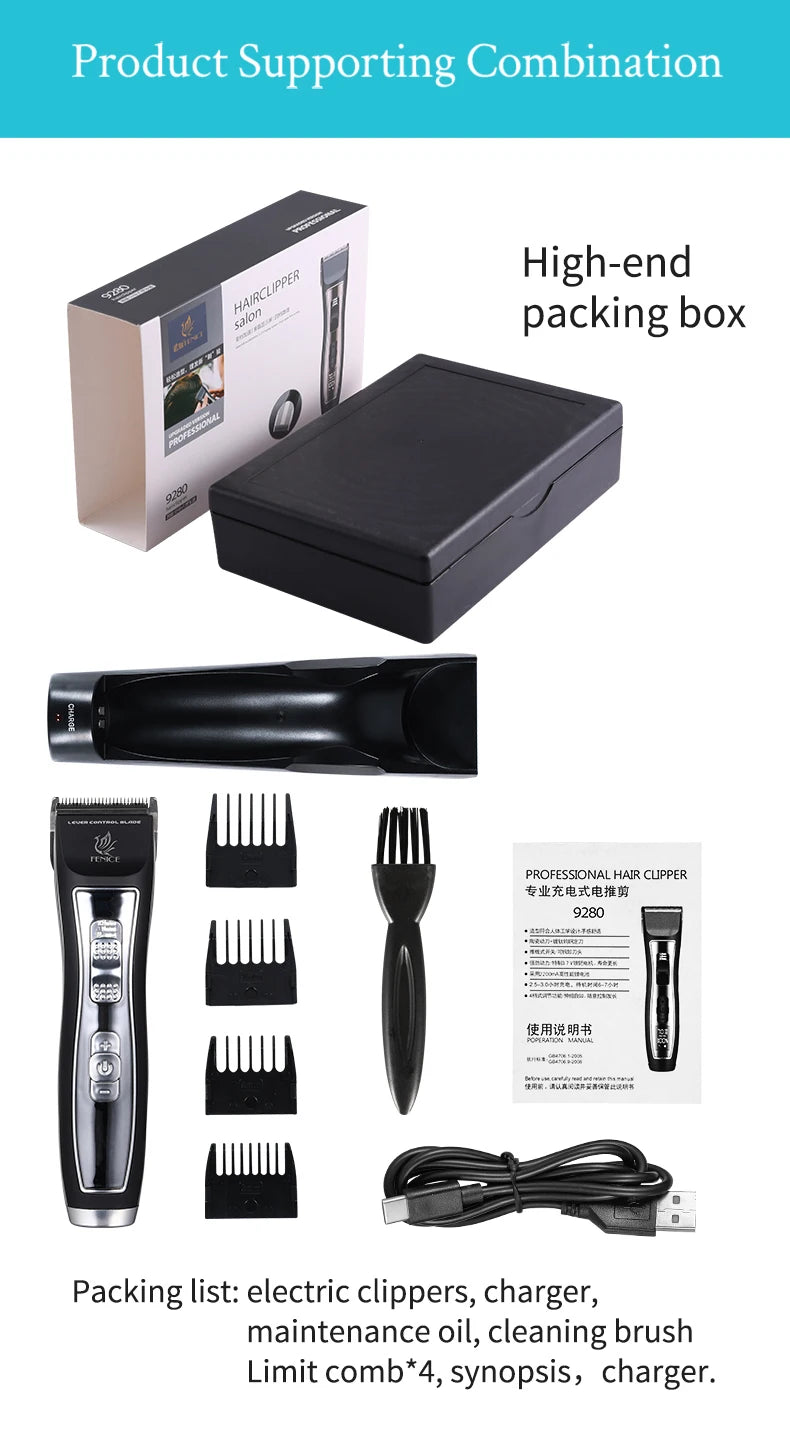 Fenice Electrical Pet Clipper Machine Grooming Kit Rechargeable Pet Cat Dog Hair Trimmer Shaver Set Animals Hair Cutting