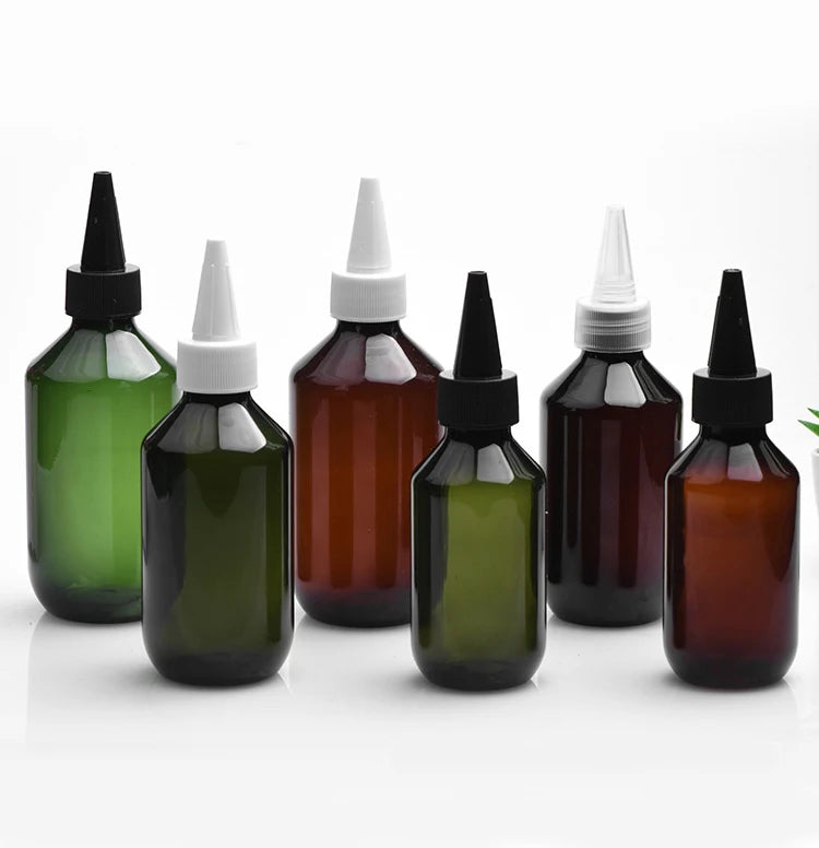 10/20/50pcs 100ml 150ml 200ml Brown Plastic Bottle With Needle Lid Empty Green PET Refill Bottle Dropper Lid Container HZ62801