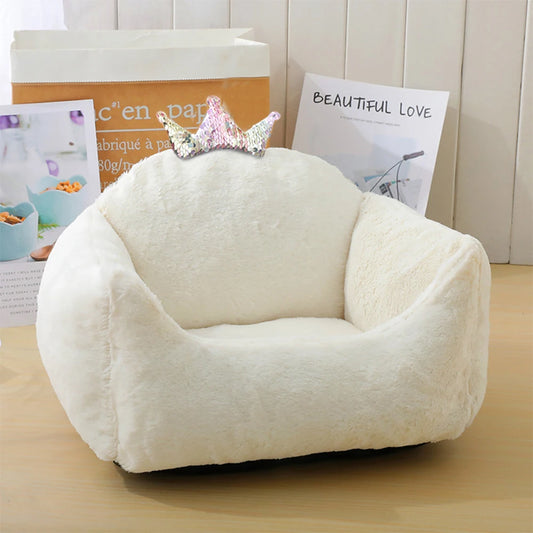 Tieker Upholstered Pet Bed Crown Shaped Comfort Deluxe Cat Kennel Pet Sleeping Pad Dog Bed