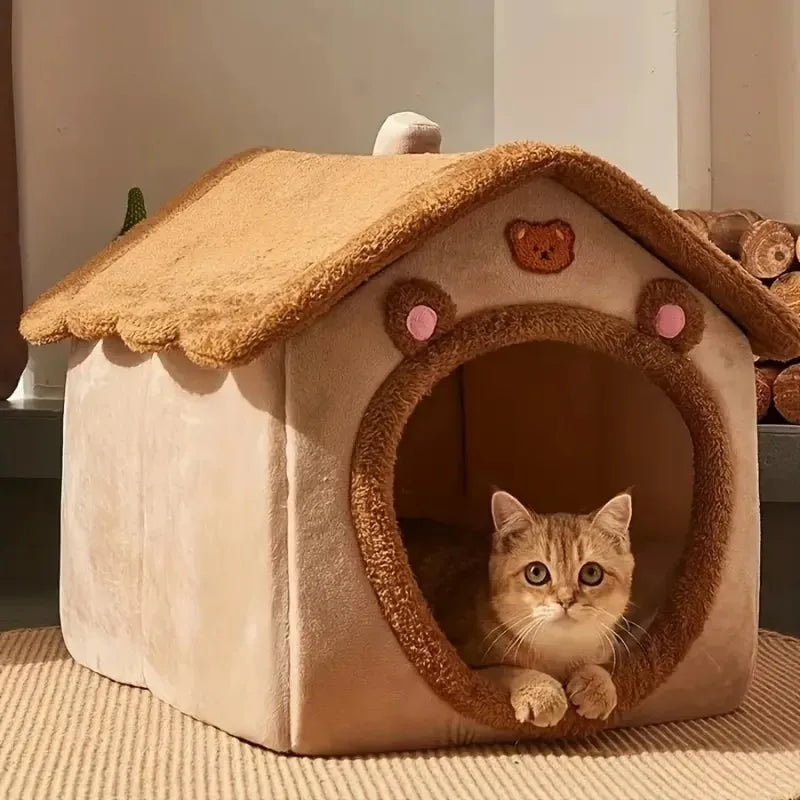 NEW Four seasons cat nest in winter warm closed dog house seat cushion removable dog bed creative soft winter warm cat nest