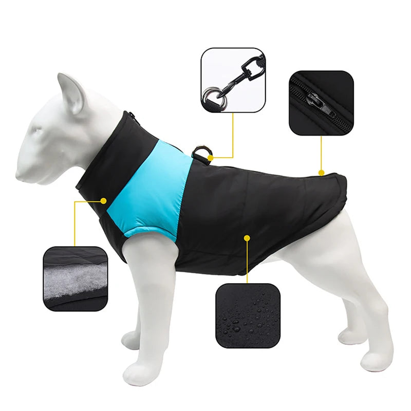 Waterproof Pet Dog Puppy Vest Jacket Winter Warm Dog Clothes Waterproof Pet Vest Zipper Jacket Coat For Small Medium Large Dogs