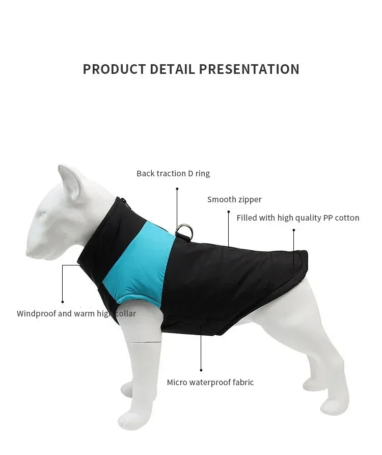 Waterproof Warm Dog Clothing for Small Medium Big Dogs Clothes Pet Coat Winter VThe OutfitJacket Dogest Padded Zipper