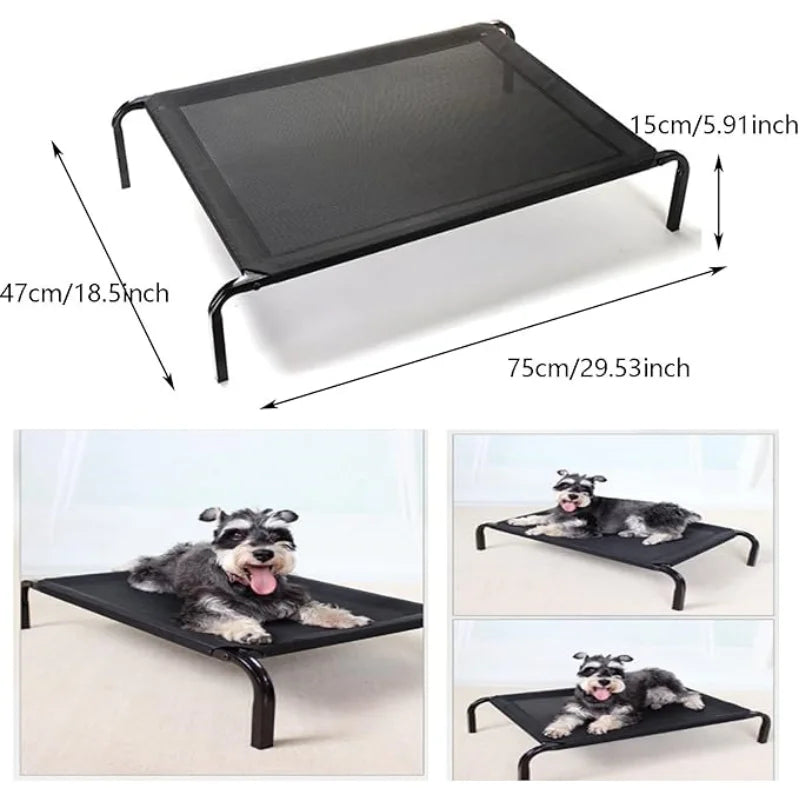 Elevated Dog Bed - 3 Sizes, Outdoor Pet Sofa Bed for Camping, Black Raised Cot for Dogs/Cats