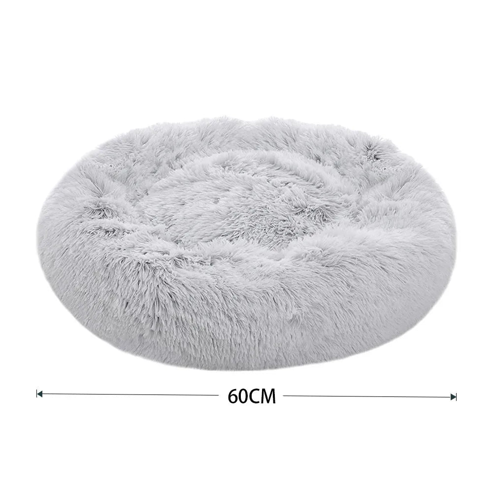 70CM Donut-Shaped Plush Pet Cuddler Bed Machine Washable Anti-Slip for Dog&Cat House Winter Warm Sleeping